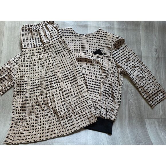 Vintage V.I.P. Plus Womens Dress Pattern Pleated Skirt Black & Beige Size 20 - Picture 2 of 9